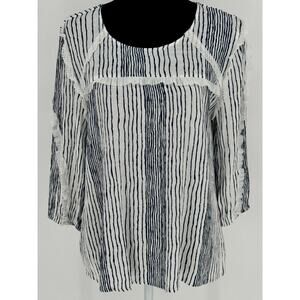 Vintage American Blues Boho Chic Cottagecore Earthy Ruffle Top Women Size L